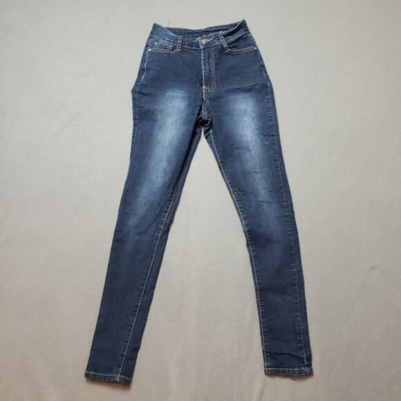 Bob High Waist Dark Wash Faded Skinny Jeans Size 34 - Picture 1 of 10